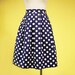 Nautical navy blue polka dot pleated skirt elasticated waist - MEDIUM