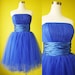 Electric blue bridesmaid dress tulle bandeau romantic retro 50s Cocktail Prom dress Custom Made to Your Size