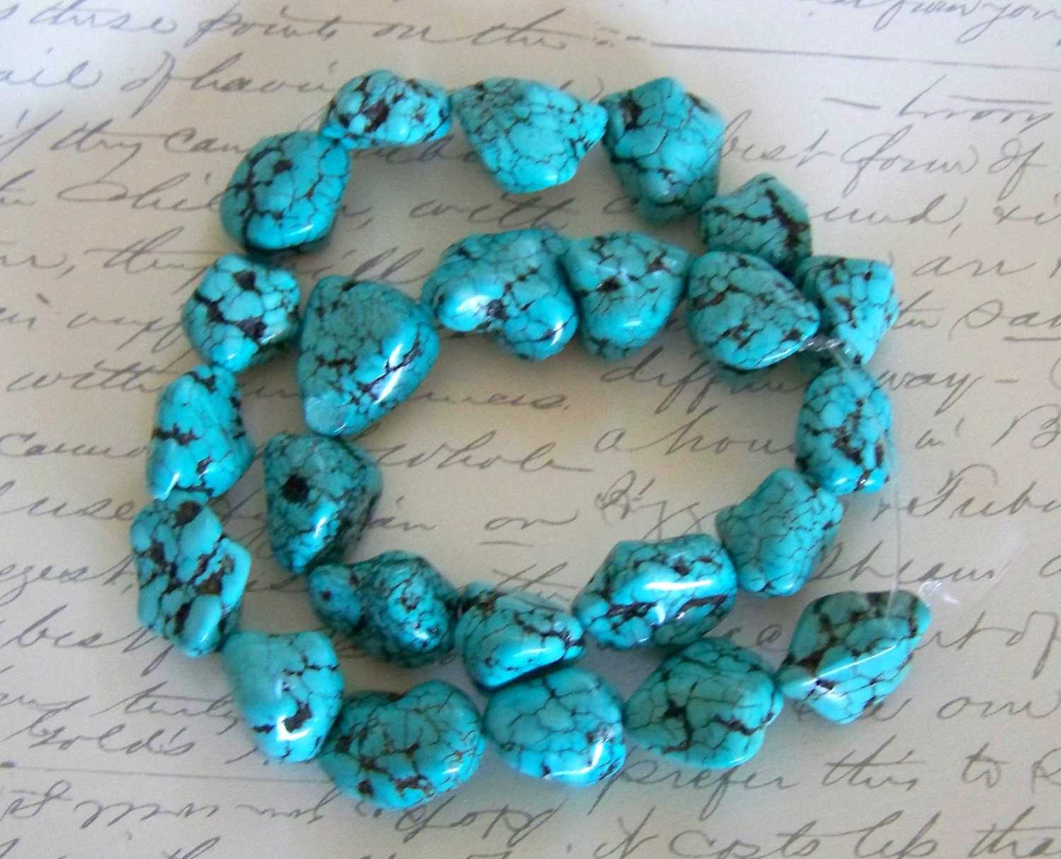Small Chunky Turquoise Nugget Beads Strand