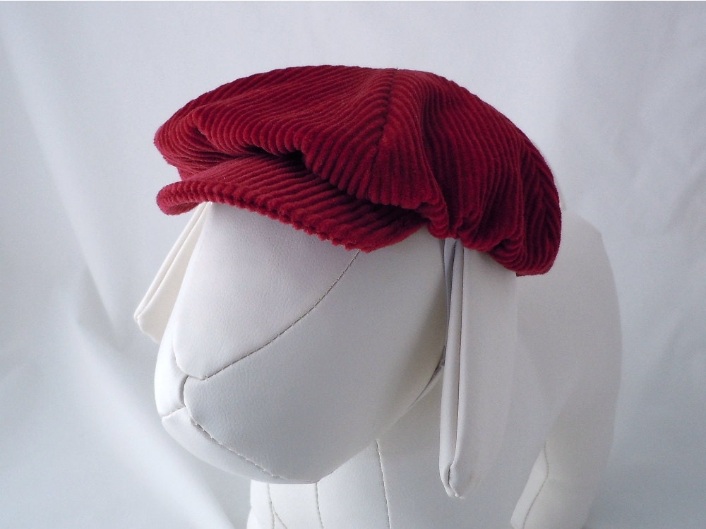 Newsboy Cap for Small Dog, Size Small, Bayberry Corduroy