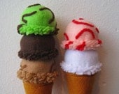 Felt food Ice cream sugar cone set eco friendly children's pretend play food for toy kitchen