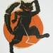 Vintage Halloween Black Cat Orange Moon Paper Puzzle