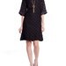 Vintage Lace Dress Sheer Black Embroidered Bow Shift Cocktail Party 50s 60s - M