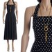 Vintage 90s Halter Dress - Polka Dot Corset Back Dress - XS / S