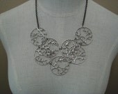 Bib Statement Necklace, Antiqued Silver Branches