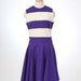 striped purple and off-white skater-style short dress - size medium / large