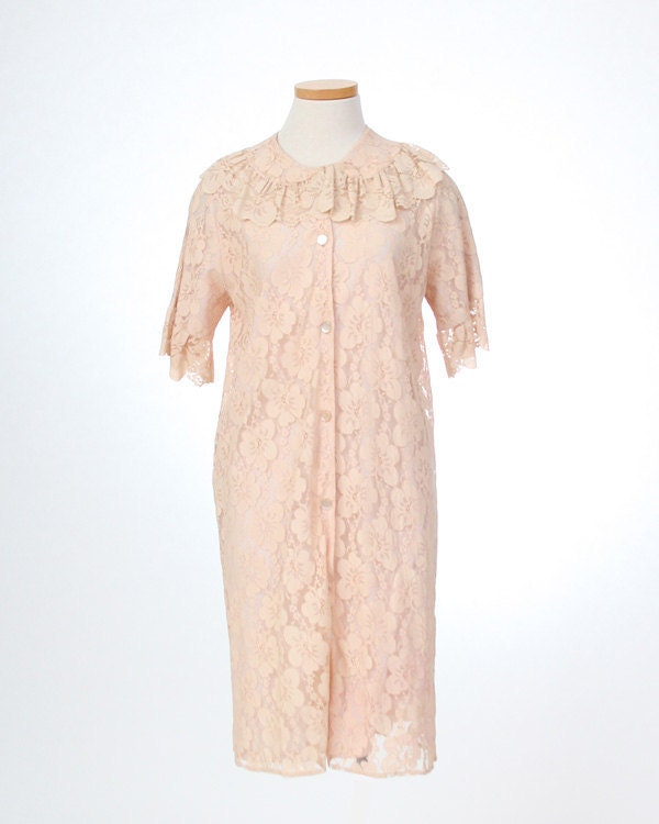Vintage 1920s lace and ruffles dress - size medium