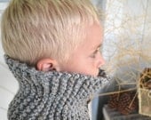 Knit Kid Cowl Grey with Brown, Black , and Cream specks