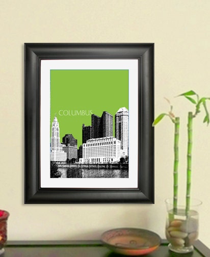 Columbus Skyline Poster - Columbus Ohio City Skyline - Art Print - 8 x 10 Choose Your Color
