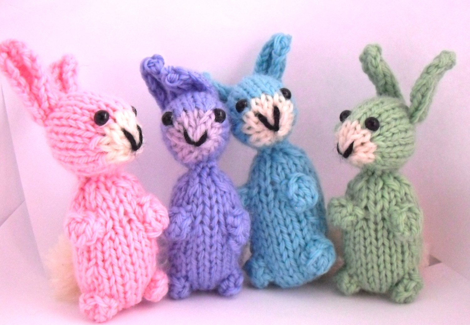Hand Knit Bunny Plush Light Purple Ready to Ship
