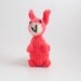 Hand Knit Bunny Plush Neon Coral Ready To Ship
