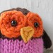 Hand Knit Owl Plush Brown Pink Orange Ready to Ship