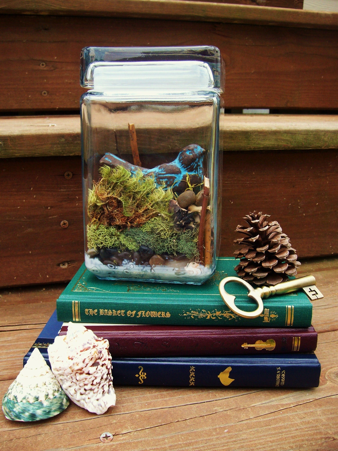 Live Natural Moss Terrarium in a Large Glass Jar, Mini Ecosystem, Spring Decor