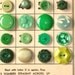 Vintage Green Button Lot, Green Buttons, Flowers, Vintage Supplies -- 0340