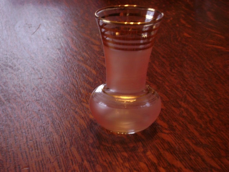 Petite , Antique, Glass Vase, Pink with Gold stripes, in Pristine condition, home decor