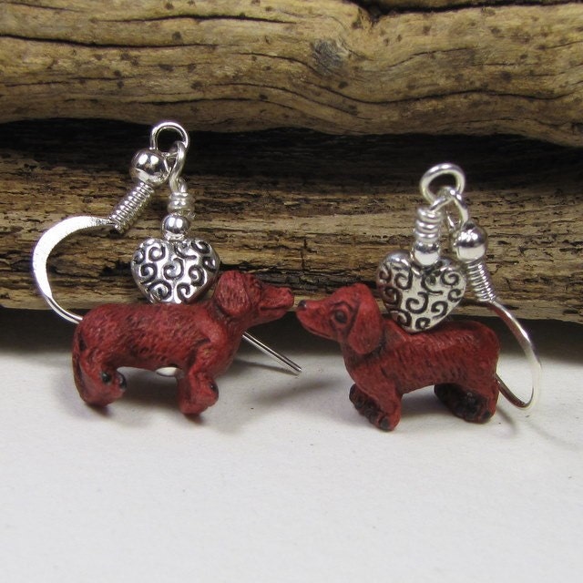 Daschund Heart Earrings