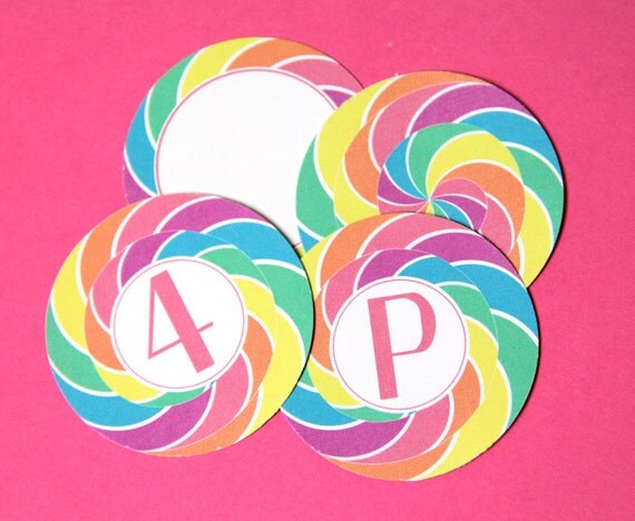 Lollipops and Polka Dots - Party Stickers, set of 12 (four styles) Il_570xn