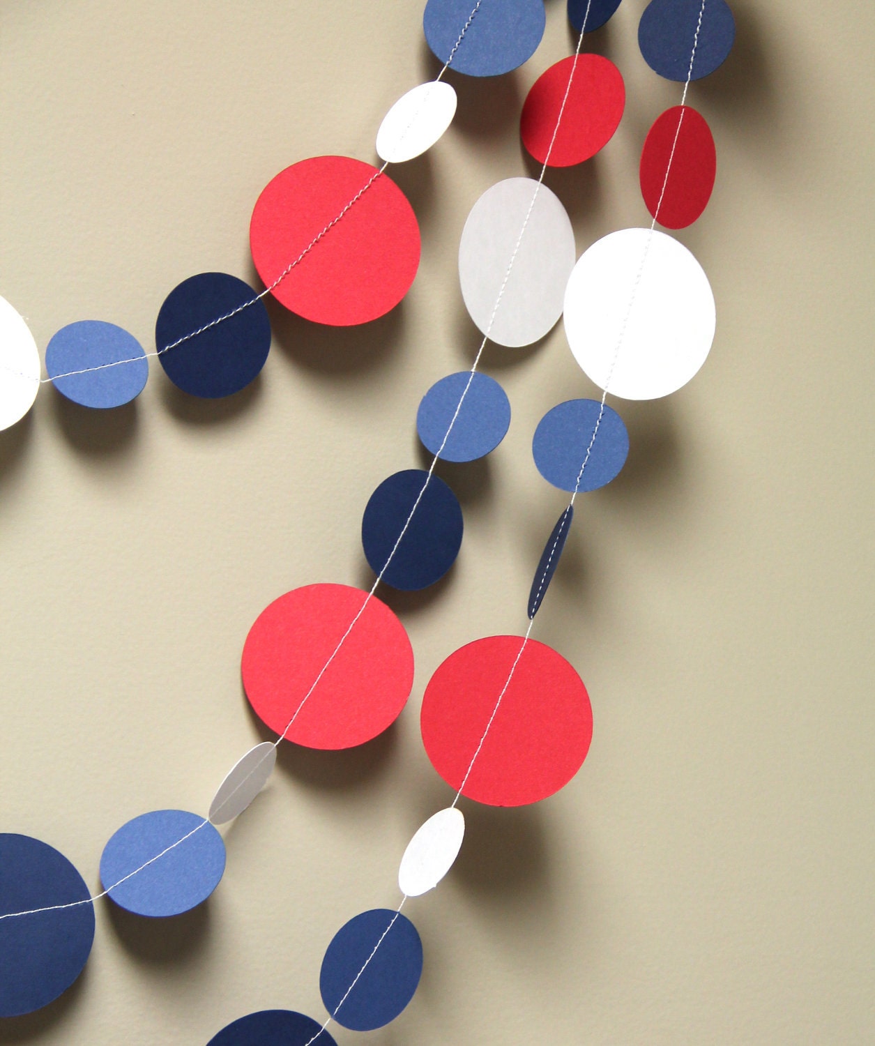 Red, White & Blue circle garland (15 feet) - READY TO SHIP
