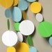 Green, light blue, yellow & white paper circle garland (15 feet) - READY TO SHIP