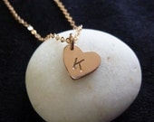 rose gold initial heart charm necklace-initial heart charm necklace-rose gold initial necklace-gold initial necklace-rose gold necklace