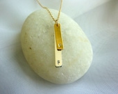 double bar initial necklace on sterling silver chain-gold initial charm necklace-silver initial bar necklace-initial bar necklace