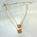 double initial necklace-layered initial necklace-high polished disc-initial disc necklace-initial charm necklace-double chain