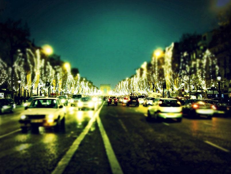 Paris Photography- Champs Elysees at Christmas 5x7 french home decor paris night holiday decor