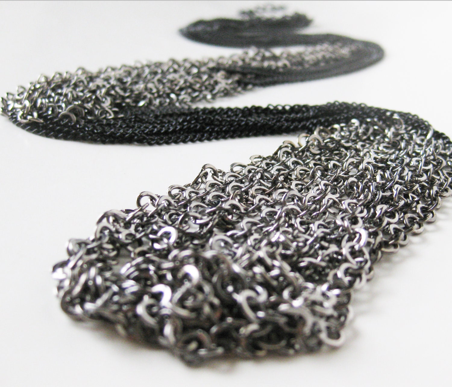 Multi Chain Necklace in Black and Gunmetal. Rocker Necklace. Black Necklace. Gunmetal Necklace. Layered jewelry. Clean layers.
