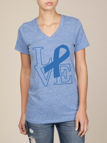 Support Prostate Cancer Awareness Unisex Organic V-neck Tshirt in Blue
