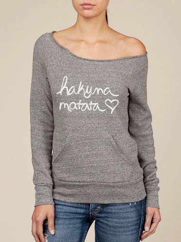 Hakuna Matata Eco Fleece Raw Edge Boat Neck Sweatshirt