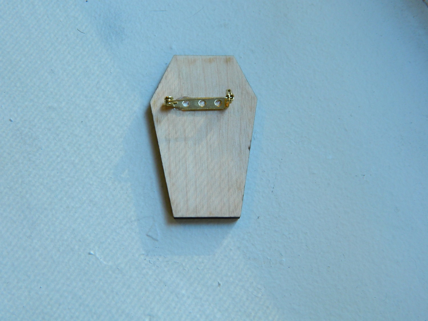 Woodcut Coffin Pin