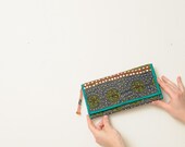 Vintage Ethnic Boho Sparkle Sequin and Bead Clutch Purse From India - LipstickDinosaur