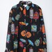 Vintage 90s Asian Themed Print Kimono Style Shirt