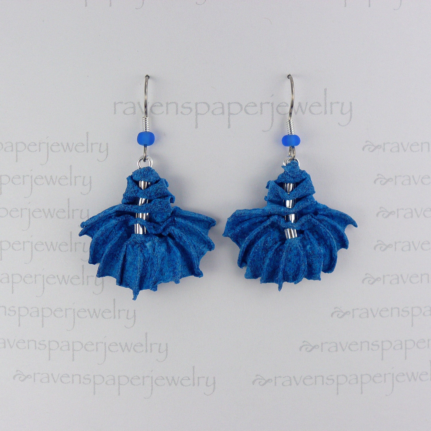 Azure Accordion Flower Earrings with Beads