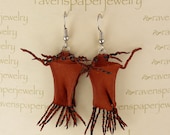 Petroglyph II Russet Earrings of Handmade Flax Paper