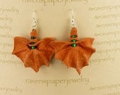 Sycamore Leaf Earrings with SilverLined Green Beads