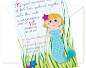 Customized and Printable Mermaid Birthday Party Invitation