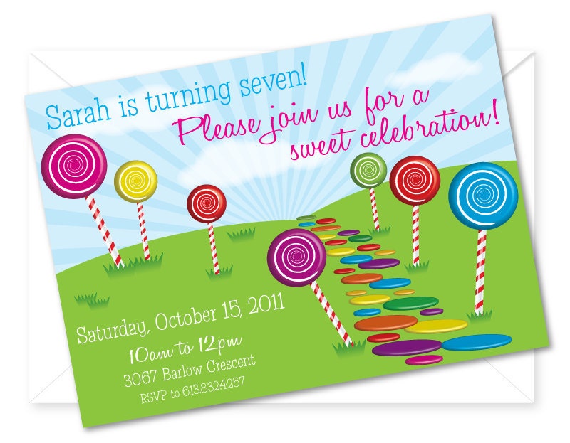 Candyland Invitations Wording