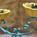 Funky Turquoise Flower Candle Holder Centerpiece