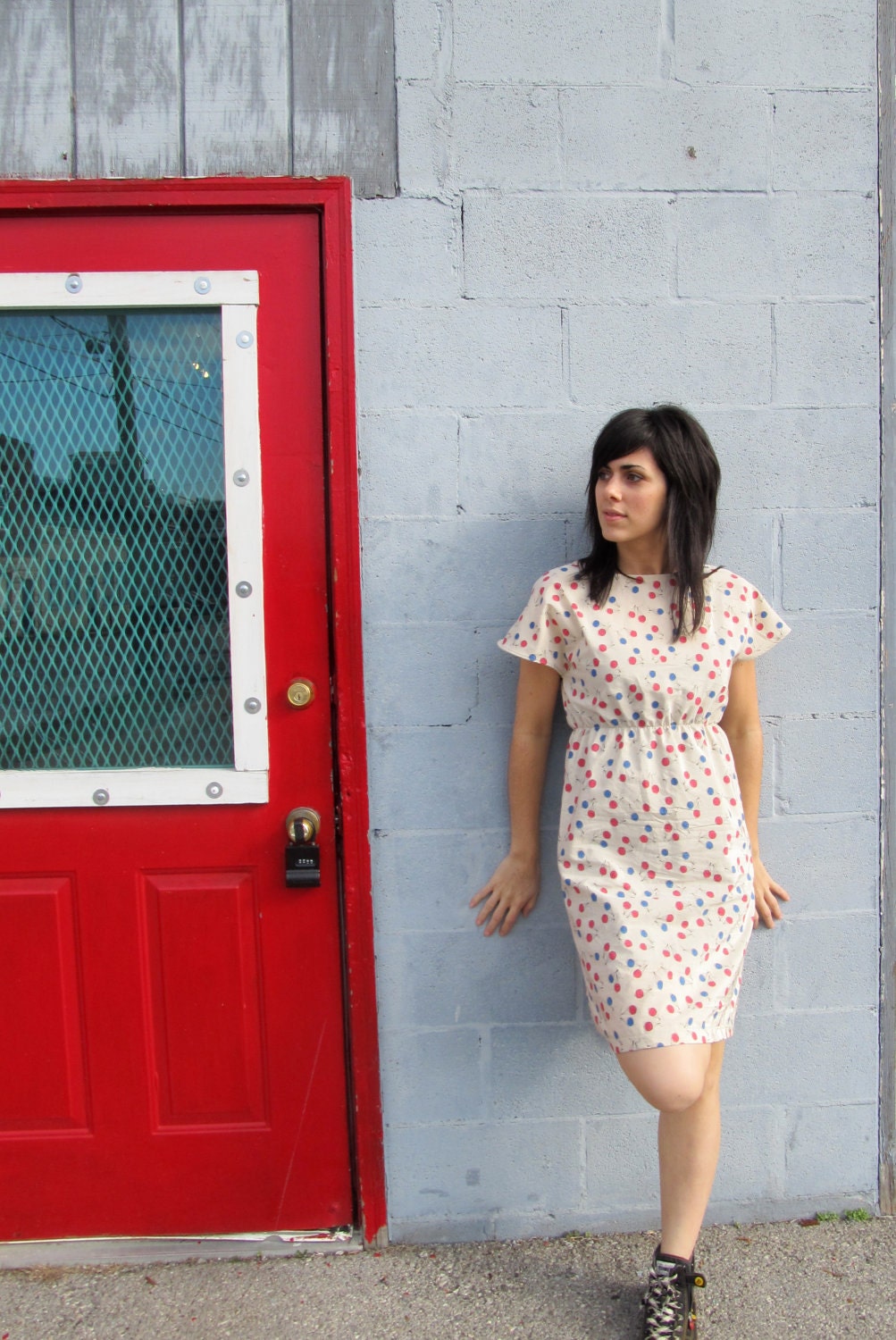 Women's Boho Dress- The "Parachute Me Away" Women's Red, Blue and Cream Parachute Dress