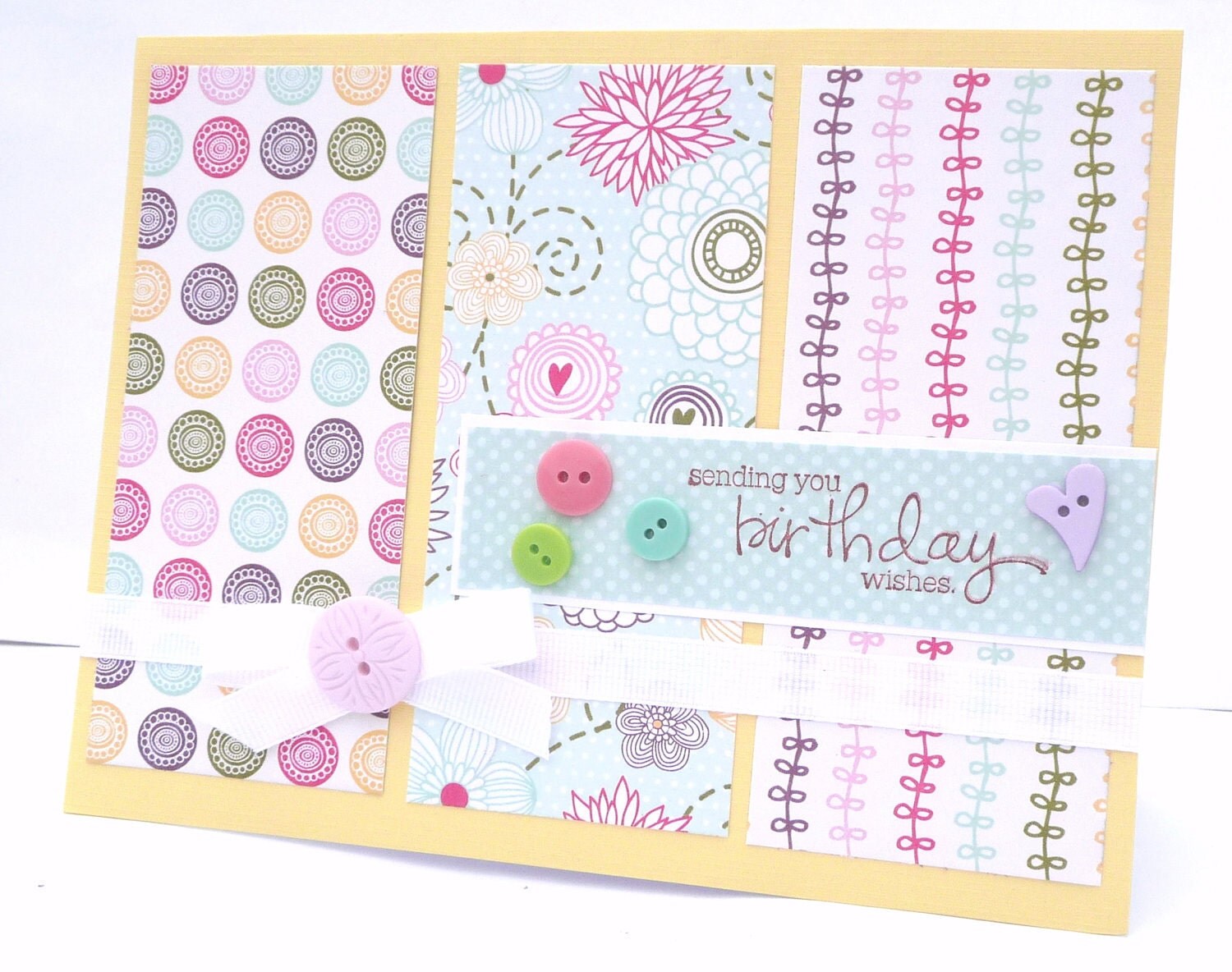 Birthday Wishes Handmade Greeting Card - For Her Card, Handmade Paper Card