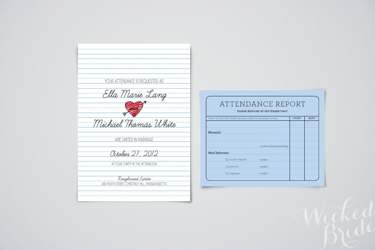 School Days Wedding Invitations