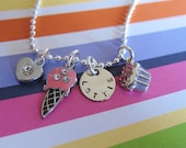 Personalized Ice Cream and Cupcake Sweet Heart Girl's charm necklace