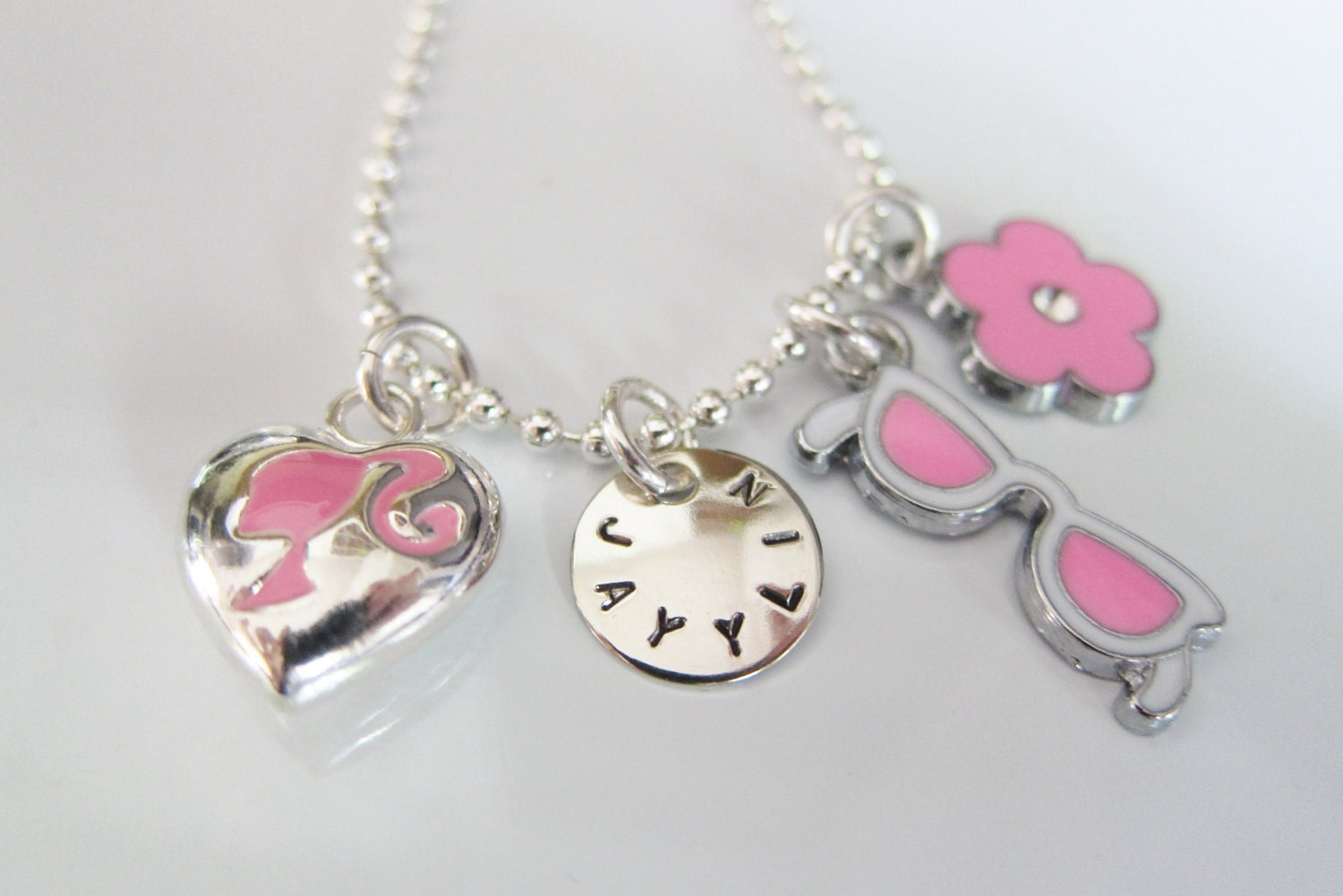 Personalized Barbie Fashion Girl's charm necklace for little Fashionistas