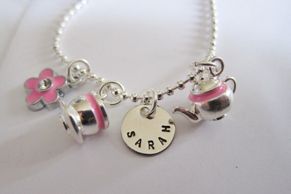 Personalized - Princess Tea Party - Tea Party - Tea Party Birthday - Tea Cup - Tea Pot - Mad Hatters Tea Party - Girls Charm Necklace