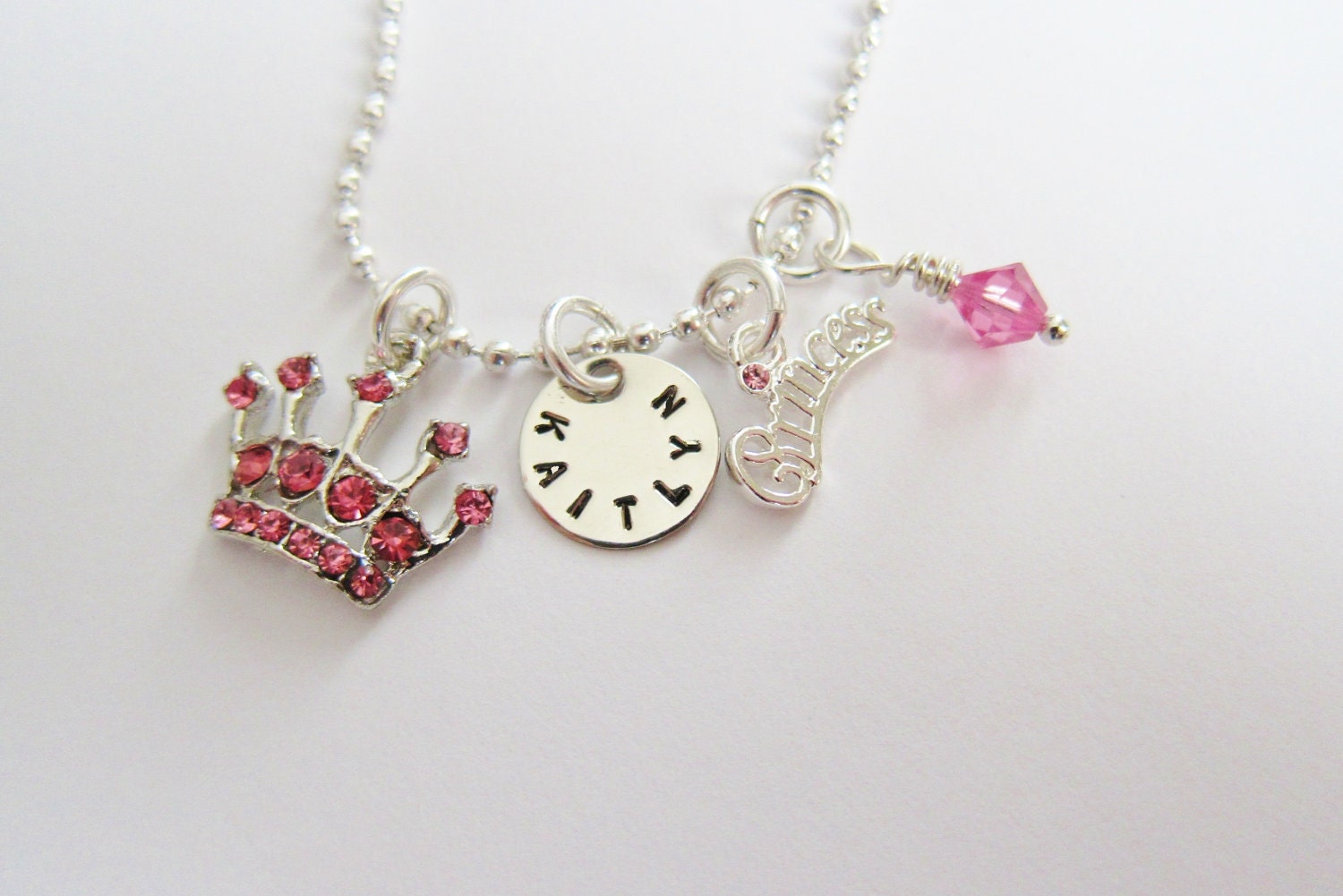 Personalized Cinderella Pink Princess Girl's charm necklace, Only Boutique QUALITY charms used