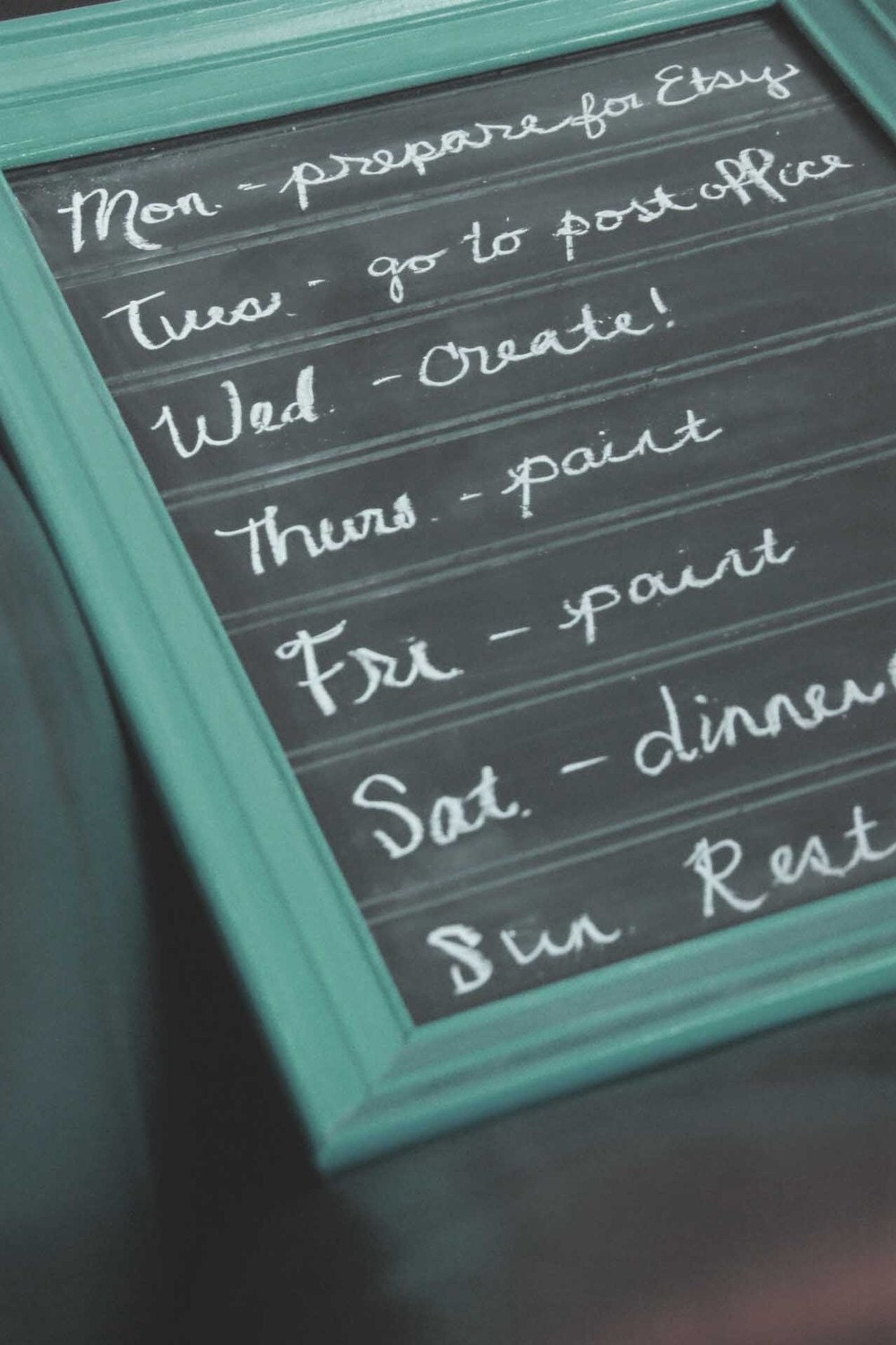 Chalkboard Organizer Teal Frame