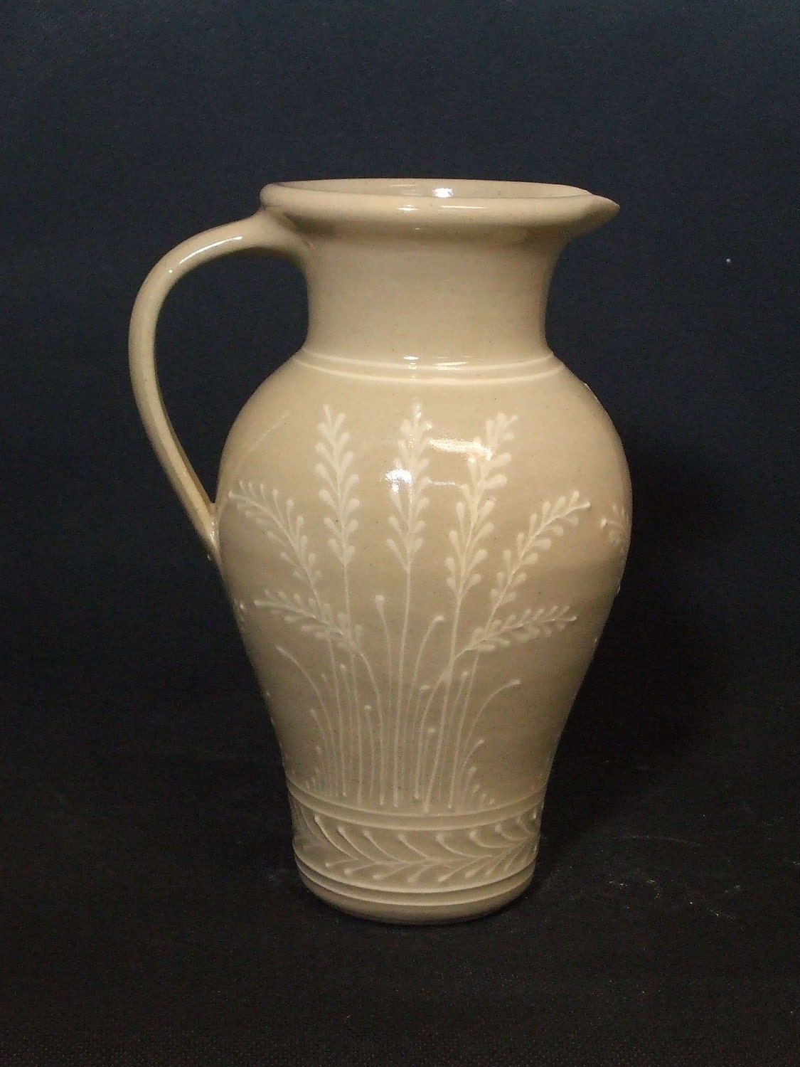 Stoneware Pitcher - Medium - White Wheat on Stoneware