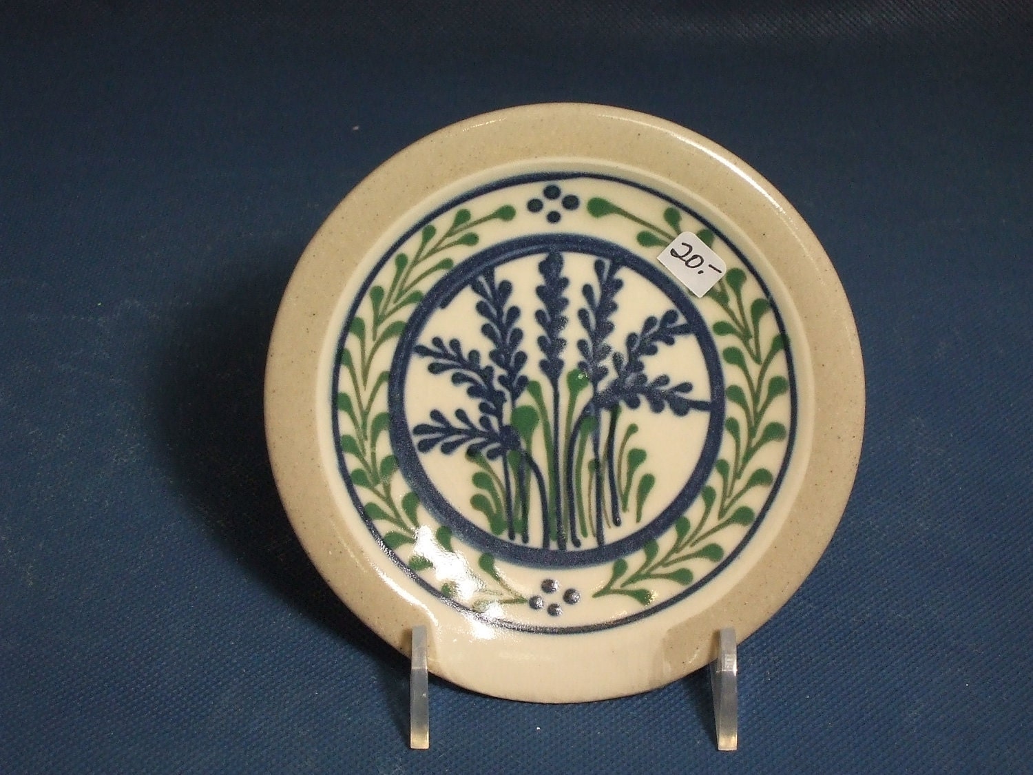 Spoon Rest Blue Wheat with Green Accents