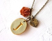 Vintage Letter Necklace - Rustic Chic  - English Garden - Eco Chic